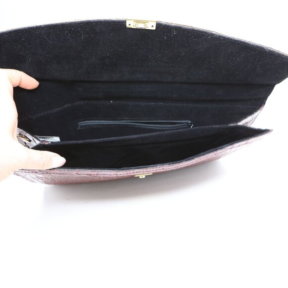 Vintage Croco Grain Leather Briefcase Bag Top-Handle Locking Front Oxblood - Picture 11 of 11